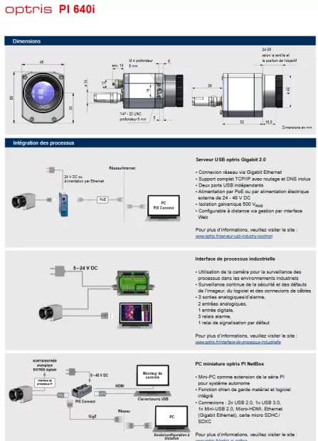 Pl 640i Optris - Caméra thermique haute sensibilité